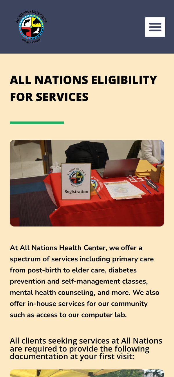 The same eligibility page on a phone, with the heading, photo, and introduction stacked in one column.