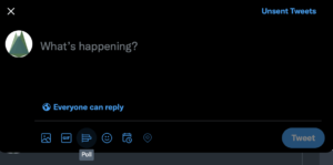 An empty Tweet box with the Poll function highlighted